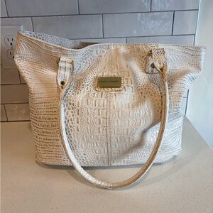 Marc Fisher Ivory Croc-Embossed Tote